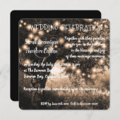 ヴィンテージオークツリーのナイトライトカントリー結婚式 招待状 (正面/裏面)