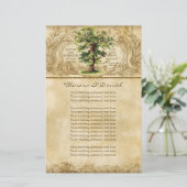 ヴィンテージオークツリーの生命の渦巻き旋回Etchings羊皮紙 (スタンド正面)