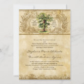 ヴィンテージオークツリーの生命の渦巻き旋回Etchings羊皮紙 招待状 (裏面)