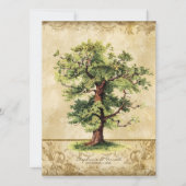 ヴィンテージオークツリーの生命の渦巻き旋回Etchings羊皮紙 招待状 (正面)