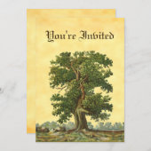 ヴィンテージオークツリーカスタムパーティの招待状 招待状 (正面/裏面)