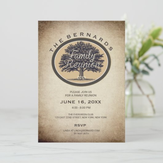 ヴィンテージオークツリーファミリーエレガント懇親会招待状 招待状 (スタンド正面)