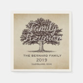 ヴィンテージオークツリーファミリー懇親会 パーソナライズされた スタンダードカクテルナプキン (正面)