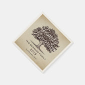 ヴィンテージオークツリーファミリー懇親会 パーソナライズされた スタンダードカクテルナプキン (角)