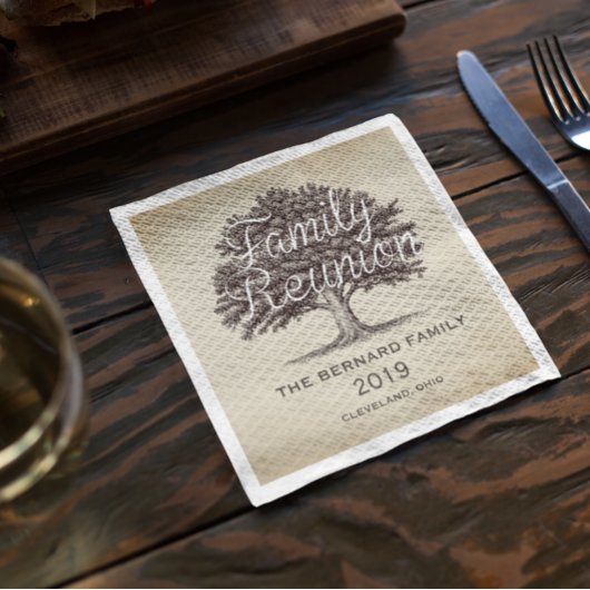 ヴィンテージオークツリーファミリー懇親会 パーソナライズされた スタンダードカクテルナプキン