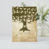 ヴィンテージオークツリー素朴ストリングライトウェディングRSVP 出欠カード (スタンド正面)
