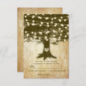ヴィンテージオークツリー素朴ストリングライトウェディングRSVP 出欠カード (正面/裏面)