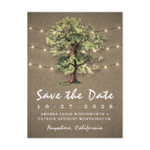 ヴィンテージオークツリー素朴ライト日付カードを保存