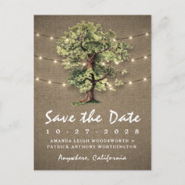 ヴィンテージオークツリー素朴ライト日付カードを保存 案内ポストカード