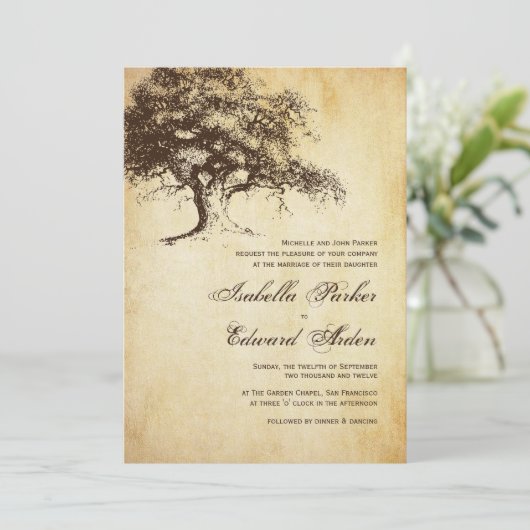 ヴィンテージオークツリー結婚式招待状カード 招待状 (スタンド正面)