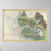 ヴィンテージオークランドとサンアントニオクリークの地図（1857年） ポスター (正面)