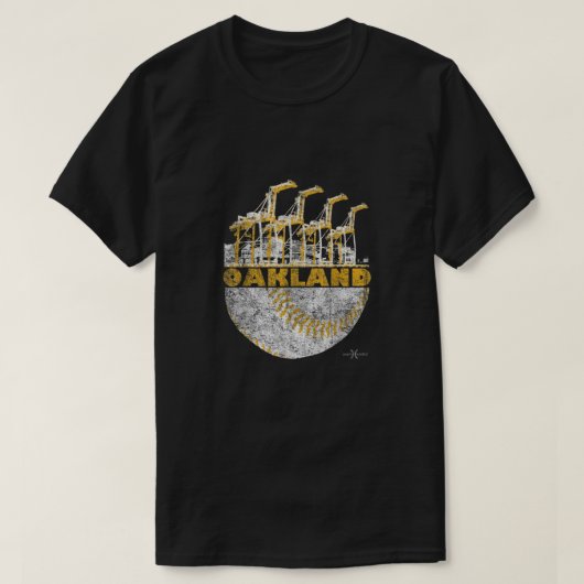ヴィンテージオークランド野球用ポートクレーンスカイライン3 Tシャツ (デザイン正面)