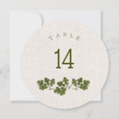 ヴィンテージオーク葉ズBurlapテクスチャテーブル番号 招待状 (裏面)