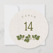 ヴィンテージオーク葉ズBurlapテクスチャテーブル番号 招待状 (正面)