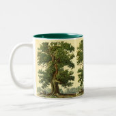 ヴィンテージオーケツリーフェイクオンパーチメントコーヒーマグ ツートーンマグカップ (左)