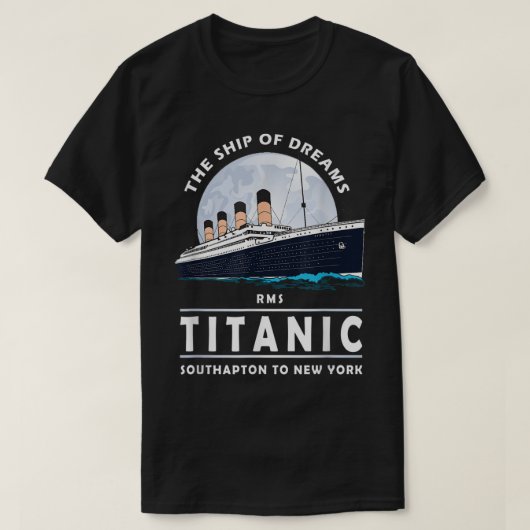 ヴィンテージオーシャンライナー船のイラスト Tシャツ (デザイン正面)