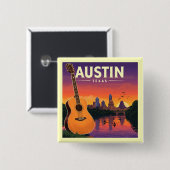 ヴィンテージオースティンテキサス州 缶バッジ (正面&裏面)