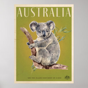 ヴィンテージオーストラリアのコアラ旅行ポスター ポスター