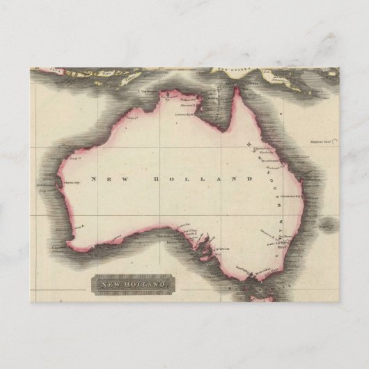 ヴィンテージオーストラリアの地図（1817年） ポストカード (正面)