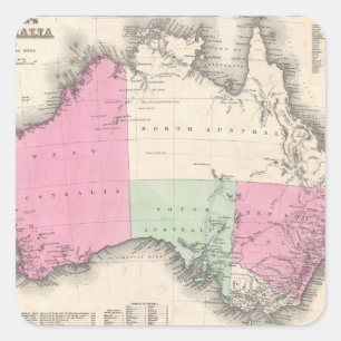 ヴィンテージオーストラリアの地図(1862年) スクエアシール