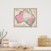 ヴィンテージオーストラリアの地図（1862年） ポスター (キッチン)