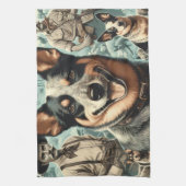 ヴィンテージオーストラリアキャトルドッグイラストレーション キッチンタオル (縦)