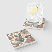 ヴィンテージオーストラリアキャトルドッグイラストレーション ストーンコースター (横)