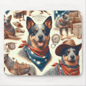 ヴィンテージオーストラリアキャトルドッグイラストレーション マウスパッド (正面)