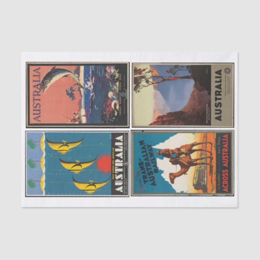 ヴィンテージオーストラリア旅行ポスターDecompage Collage 薄葉紙 (正面)