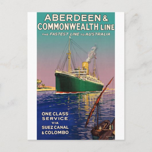 ヴィンテージオーストラリア海ライナー用旅行はがき ポストカード (正面)