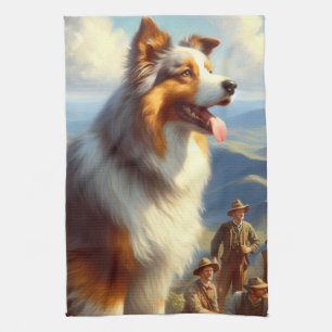 ヴィンテージオーストラリア絵画羊飼い キッチンタオル