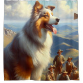 ヴィンテージオーストラリア絵画羊飼い シャワーカーテン (正面)