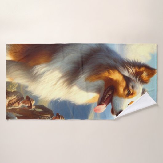 ヴィンテージオーストラリア絵画羊飼い バスタオル (バスタオル)