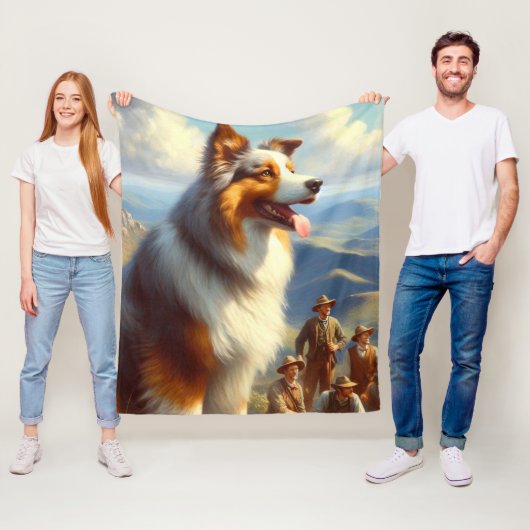ヴィンテージオーストラリア絵画羊飼い フリースブランケット (インサイチュ)