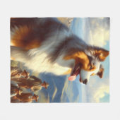 ヴィンテージオーストラリア絵画羊飼い フリースブランケット (正面(横))