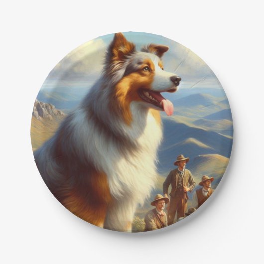 ヴィンテージオーストラリア絵画羊飼い ペーパープレート (正面)