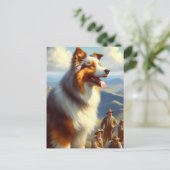 ヴィンテージオーストラリア絵画羊飼い ポストカード (スタンド正面)
