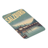 ヴィンテージオーストリアの首都ザルツブルクのスカイライン マグネット (右側)