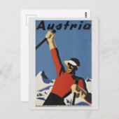 ヴィンテージオーストリアアルプスマウンテンズスキートラベル ポストカード (正面/裏面)