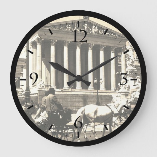 ヴィンテージオーストリアウィーン議会USB充電Sta ラージ壁時計 (正面)