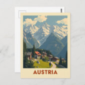 ヴィンテージオーストリアマウンテンタウントラベルツーリズム ポストカード (正面/裏面)
