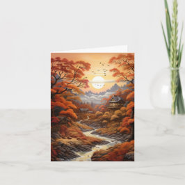 ヴィンテージオータムウッドランドクリーク空白の ノートカード