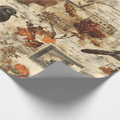 ヴィンテージオータムエフエメラコラージュ | 鳥素朴類 ラッピングペーパー (角)