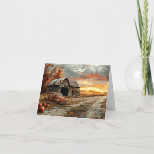 ヴィンテージオータムカントリーロードアンドバ空白のン ノートカード (正面)