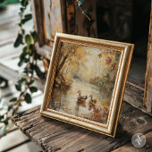 ヴィンテージオータムダック絵を描ポンドズ秋ウッドランド ポスター