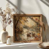 ヴィンテージオータムダック絵を描ポンドズ秋ウッドランド ポスター