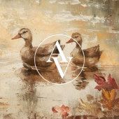 ヴィンテージオータムダック絵を描ポンドズ秋ウッドランド ポスター