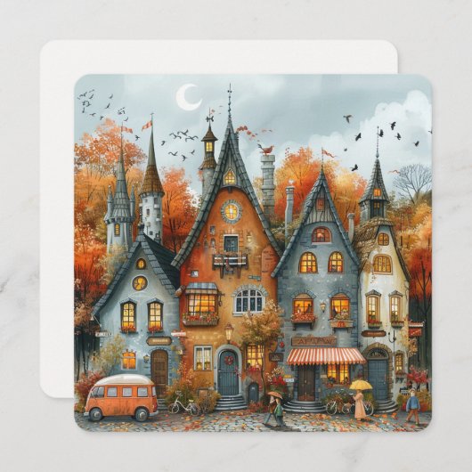 ヴィンテージオータムビレッジサンクスギビング シーズンカード (正面/裏面)