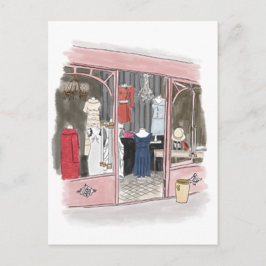 ヴィンテージオートクチュールのパリフリーマーケット – はがき (正面)