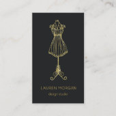 ヴィンテージオートクチュールブラックアンド金ゴールドデザインスタジオ 名刺 (正面)